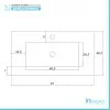 Scheda tecnica lavandino in ceramica bianca lucida dell'arredo bagno sospeso 81x50 cm larice