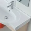 Mobiletto bagno sospeso 81 cm larice con 2 ante completo di lavabo e specchio filo lucido
