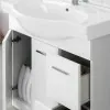 Mobile Bagno Bianco Lucido L. 82.5 cm 2 Ante, 2 Cassetti e Specchiera con Pensile e Luci Feridras - 6