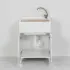 Lavatoio con mobiletto 60x50 cm 2 ante bianco con asse lavatoio in legno e kit di scarico con sifone e piletta