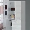 Mobile Alto da Bagno Grigio 4 Ante 60x153,5 cm Multiuso o Scarpiera Feridras - 4