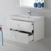 Mobile Bagno Sospeso 2 Cassetti Bianco Laccato 75x51 cm con Cassettoni Feridras - 5