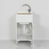 Pilozza con mobile 45x50 cm 1 anta bianco con asse lavatoio in legno e kit di scarico con sifone e piletta