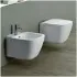 Coppia di Sanitari sospesi in ceramica con WC + Bidet + Copriwater Slim Rallenty