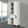 Colonna bagno portasciugamani da terra L. 60 cm linea Way bianco lucido 4 ante e 1 cassetto con chiusura rallentata
