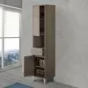 Colonna bagno portasciugamani da terra L. 40 cm in rovere scuro linea Way 2 ante e 1 cassetto con vano a giorno