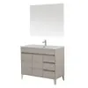 Mobile bagno da terra 100 cm linea Way rovere chiaro con specchio e lavabo