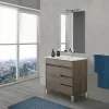 Mobile bagno da terra 80 cm rovere scuro con specchio e lavabo