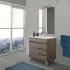 Mobile bagno da terra 80 cm rovere scuro con specchio e lavabo