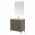 Mobile bagno da terra 80 cm linea Way rovere scuro con specchio e lavabo