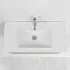 Lavandino in ceramica bianca lucida con foro rubinetteria e troppo pieno