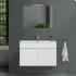 Mobile bagno sospeso da 90 cm Duble bianco lucido con lavabo e specchio