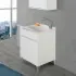Mobile lavanderia 60x50 cm Way bianco lucido con vasca, asse di lavaggio e kit scarico