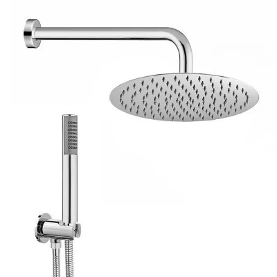 Kit soffione e doccetta cromato con braccio da 40 cm