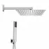 Set doccia completo con soffione in acciaio inox 25x25 cm e braccio doccia da 40 cm