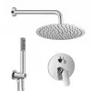 Set doccia tondo Kreo braccio 40 cm + soffione 20 cm + miscelatore e kit doccia