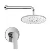 Set doccia Flat completo di miscelatore a incasso con braccio doccia e soffione tondo