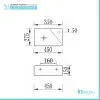 Grafico tecnico lavabo sospeso in ceramica 45x27,5 cm bianco lucido sinistro