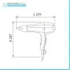 Dimensioni phon per capelli 1800W uso hotel in ABS bianco