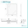Specchio bagno 70x90 cm reversibile con angoli tondi e luce LED fredda