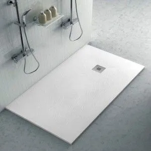 Piatto doccia filo pavimento Karen 80x150 in resina bianco pietra