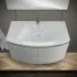 Mobiletto bagno sospeso curvo da 80 cm rovere nordico completo di lavabo e specchiera