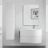 Mobile bagno sospeso 90  Melody bianco opaco con vasca e specchio