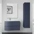 Mobile bagno sospeso curvo 90 Melody blu navy con vasca e specchio