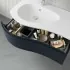 Mobiletto bagno sospeso 90 Melody blu navy con vasca e specchio