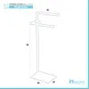 Scheda tecnica piantana portasciugamani in acciaio cromato con base in vetro temperato grigio