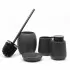 Set 4 pezzi di accessori bagno da appoggio in ceramica nero glitter con portaspazzolino INCLUSO