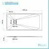 Scheda tecnica piatto doccia in resina 70x140 serie Agorà pietra bianca su misura