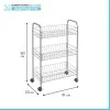 Scheda tecnica carrello con ruote e 3 ripiani in acciaio con Polytherm argento Lugano