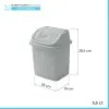 Scheda tecnica pattumiera bagno in plastica grigia capienza 5,5 lt con coperchio basculante