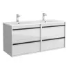 Mobile bagno doppio lavabo 120 cm Nilo bianco lucido con 4 cassetti completo di 2 lavandini e 2 specchi a parete
