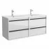 Mobile bagno doppio lavabo 120 cm Nilo bianco lucido con 4 cassetti completo di 2 lavandini e 2 specchi a parete