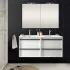 Arredamento bagno doppio lavabo 120 cm Nilo bianco lucido con 4 cassetti completo di 2 lavamani e 2 specchiere da parete