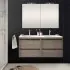 Arredamento bagno doppio lavabo 120 cm Nilo rovere corteccia con 4 cassetti completo di 2 lavandini e doppia specchiere bagno
