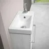 Lavabo con mobile sospeso da 40 cm in rovere bianco completo di specchiera a parete