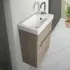 Lavabo con mobile sospeso da 40 cm rovere fumo completo di specchiera