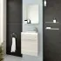 Mobile salvaspazio bagno 40 cm rovere grigio completo di specchio e lavabo