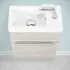 Lavabo con mobile sospeso 40 cm rovere grigio con specchio incluso