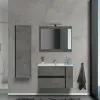 Mobile da bagno salvaspazio 90 cm effetto pietra Oxid completo di lavamani e specchio