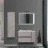 Mobile da bagno salvaspazio 90 cm effetto pietra beige con lavabo e specchio inclusi