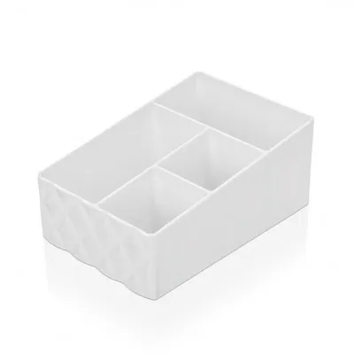 Organizer porta trucchi e cosmetici in plastica bianca con 4 scomparti