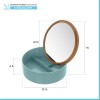 Scheda tecnica porta trucchi da bagno tondo in plastica turchese e bamboo completo di specchio
