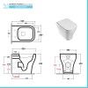 Scheda tecnica wc filo muro rimless con scarico traslato Olympia serie Synthesis bianco lucido