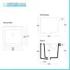 Scheda tecnica vasca lavatoio da incasso 45x50 in ceramica con predisposizioni per miscelatore