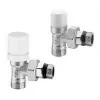 Valvola e detentore in acciaio con tappo bianco completi di raccordi multistrato 16x2 mm