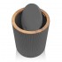 Pattumiera bagno serie Blob in plastica liscia grigia con dettagli effetto legno